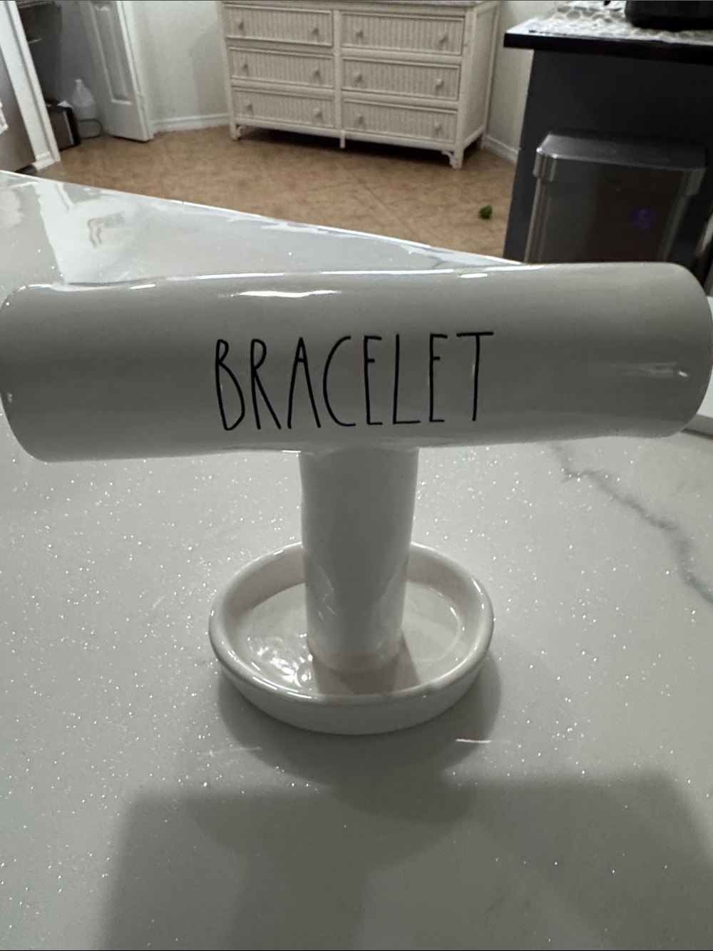 Rae Dunn Ceramic Bracelet Stand with 'BRACELET' Lettering - White